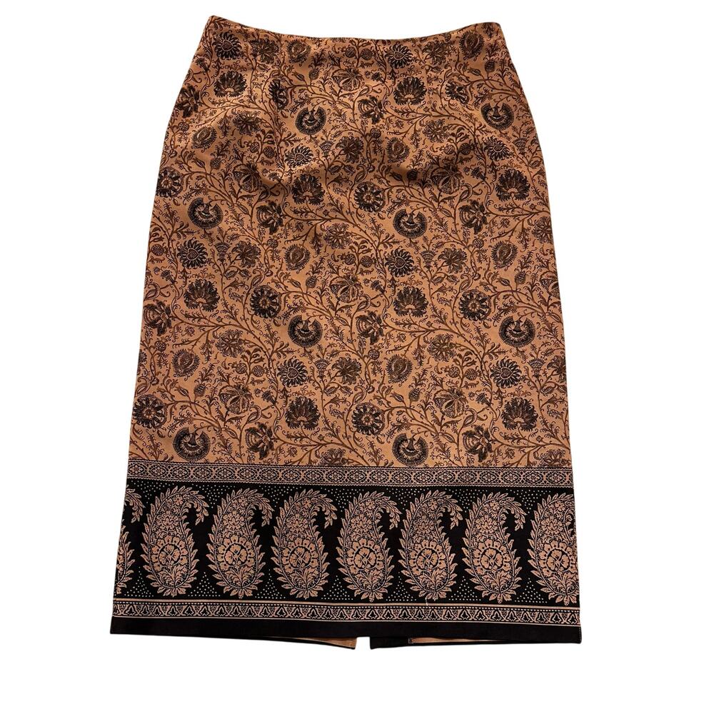 Vintage 80s Briggs Plus Size Brown Tan Maxi Skirt Size 14/16